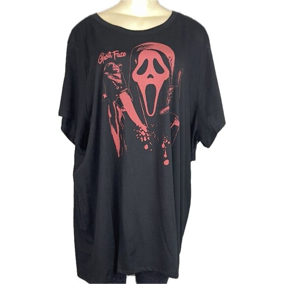 Ghostface +4 Black Scream Film Ghostface Graphic Crew Neckline Short Sleeve Tee - Picture 2 of 6